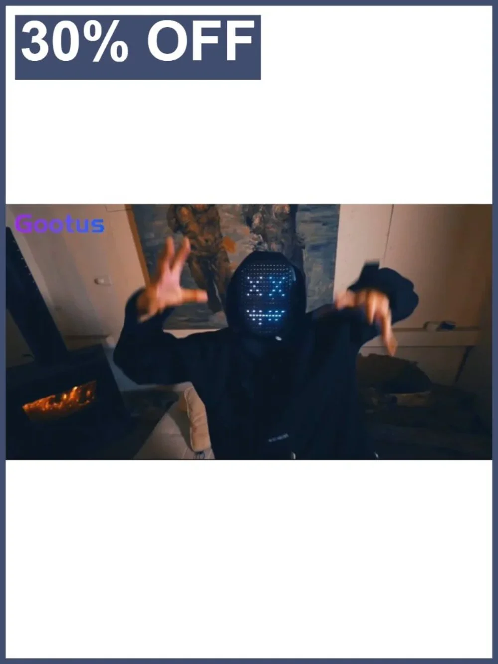 LED Mask Halloween Costume with Gesture Sensing Light Up Toy Gift